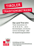 Land Tirol ehrt Tiroler Traditionsbetriebe
